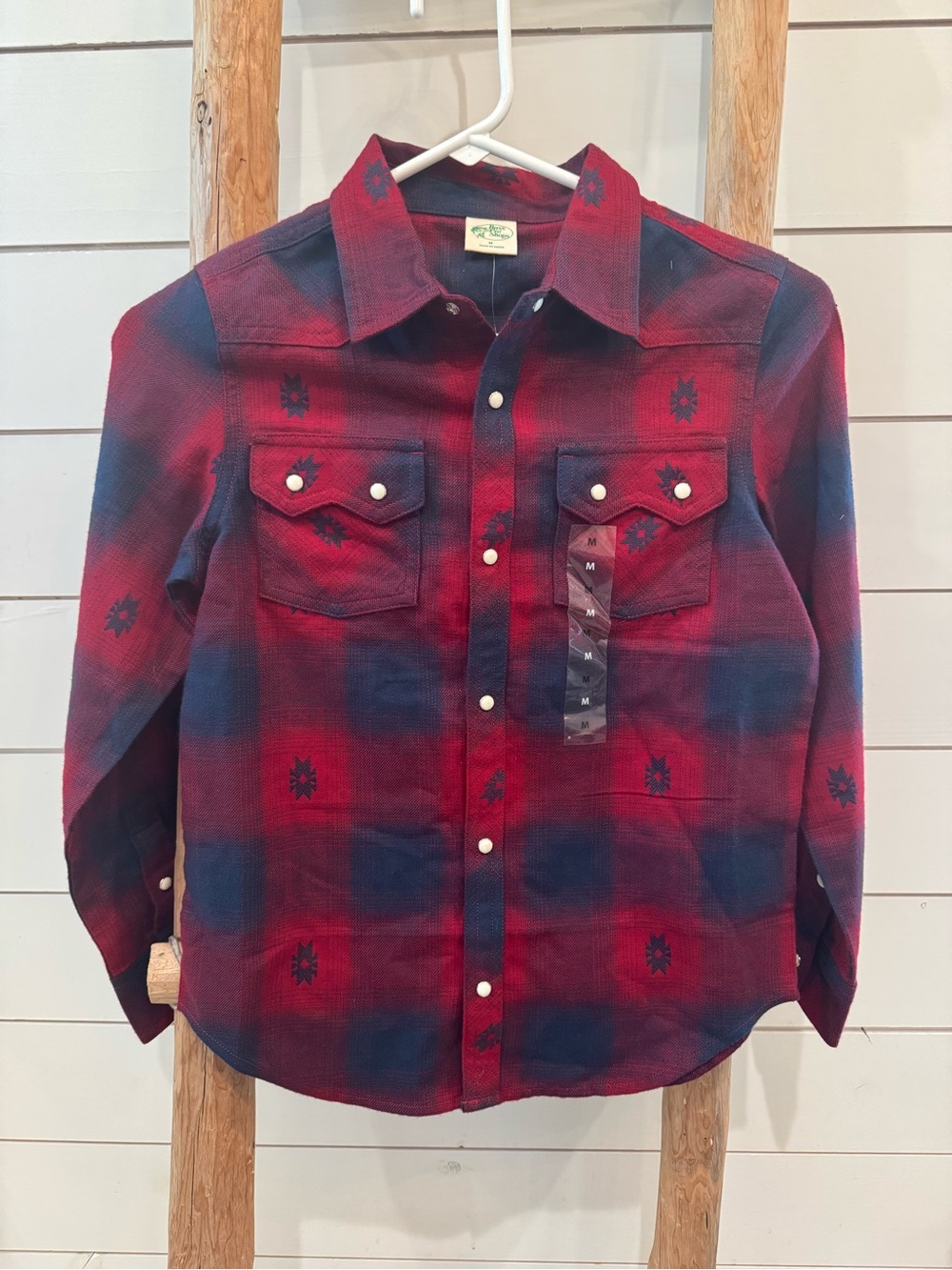 Kids' Plaid Pearl-Snap Shirt - Red & Navy